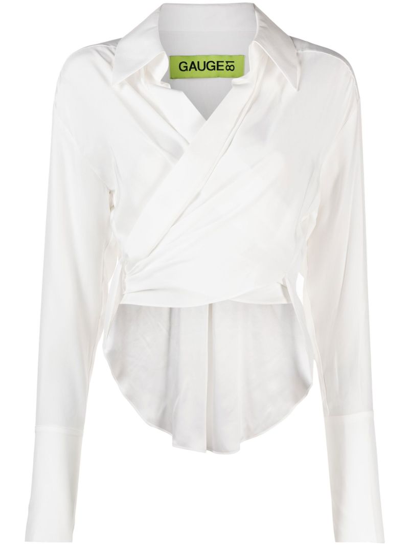 White Sabinas Silk Wrap Shirt