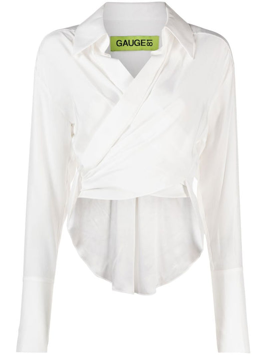 White Sabinas Silk Wrap Shirt
