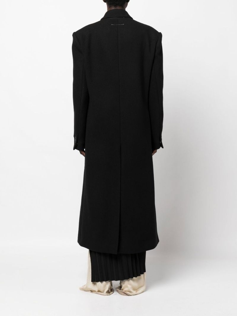 Black Logo Patch Double-breasted Coat