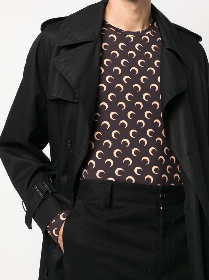 Brown Crescent Moon Print Top