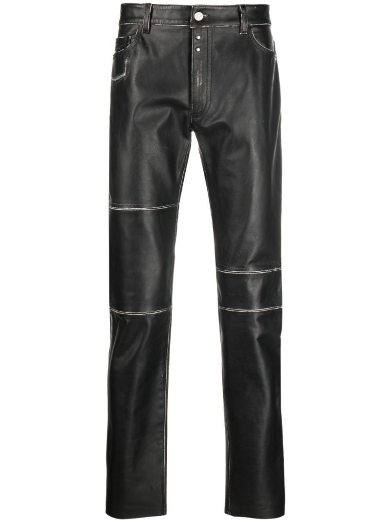 Black Panelled Leather Trousers
