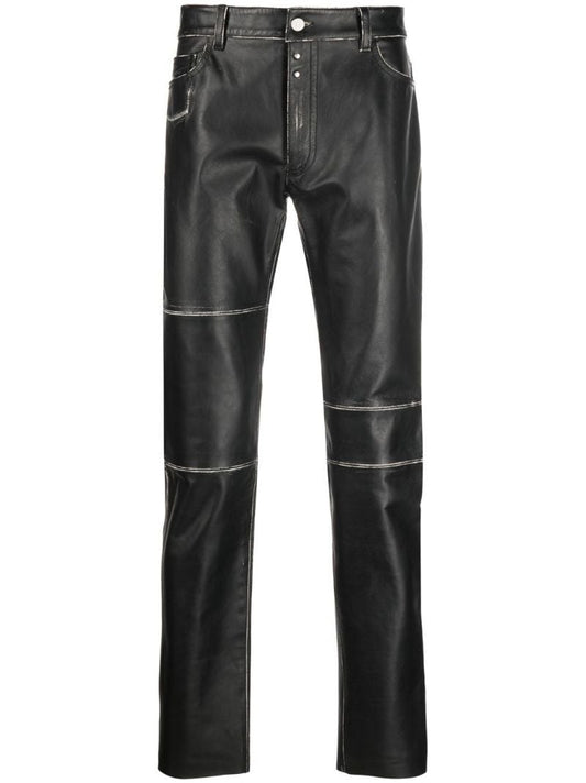 Black Panelled Leather Trousers