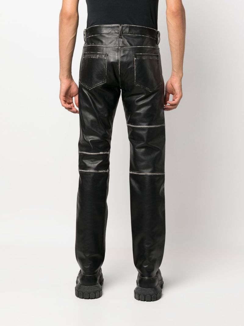 Black Panelled Leather Trousers