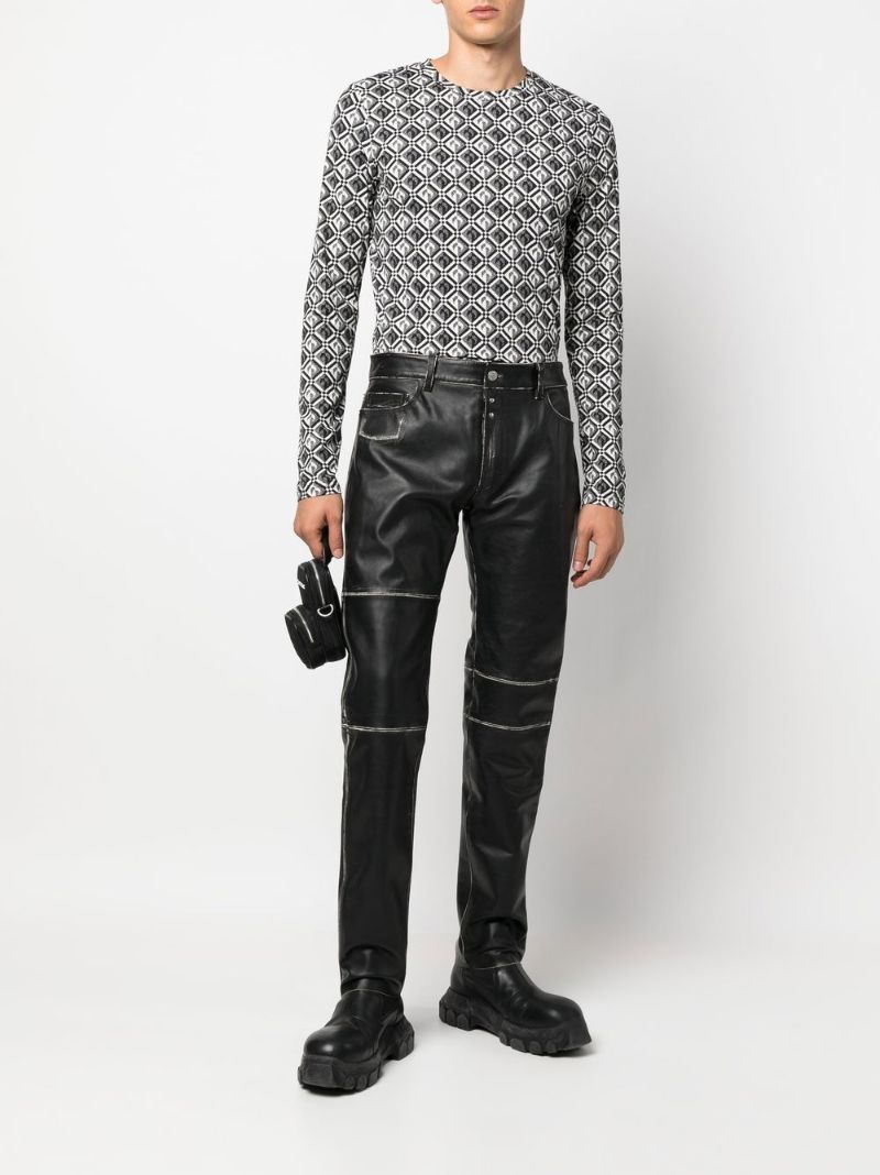 Black Panelled Leather Trousers