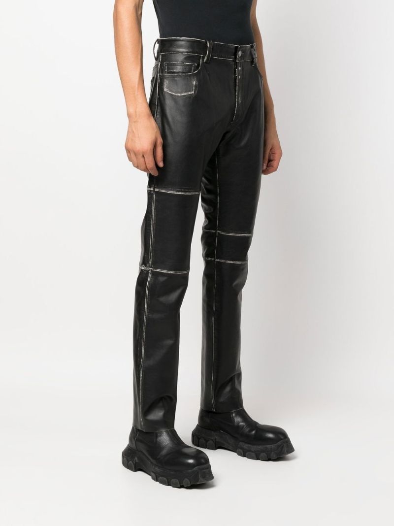 Black Panelled Leather Trousers
