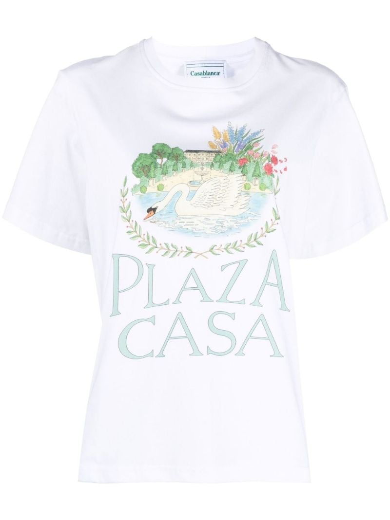 White Plaza Casa Print Organic Cotton T-shirt
