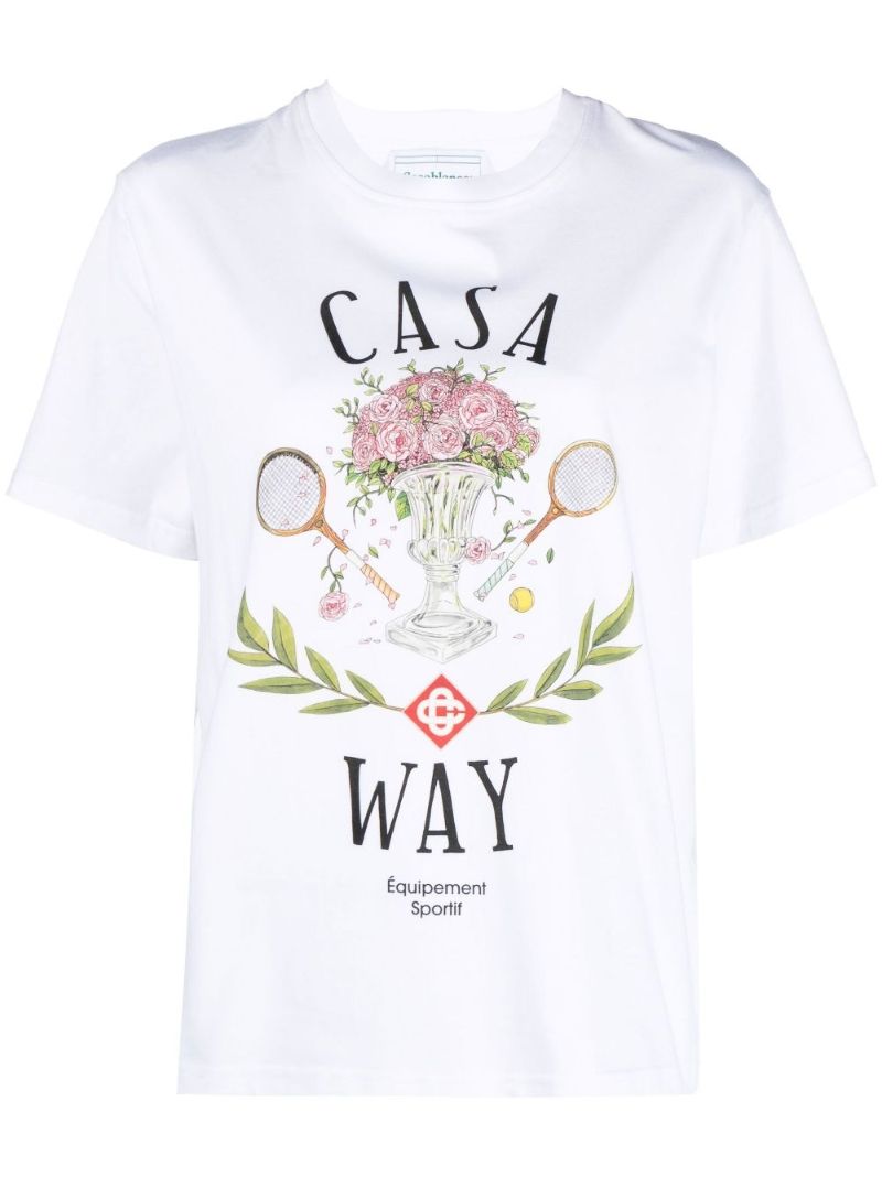 White Casa Way Print Organic Cotton T-shirt