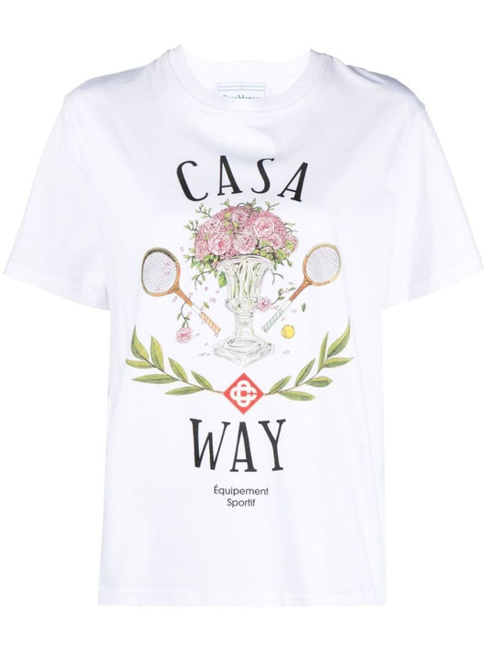 White Casa Way Print Organic Cotton T-shirt