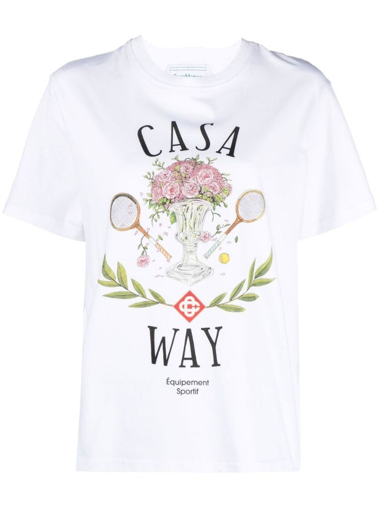 White Casa Way Print Organic Cotton T-shirt