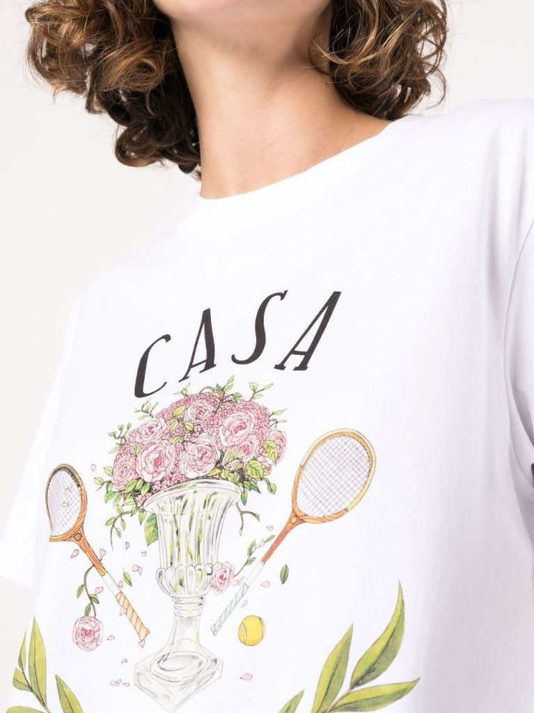 White Casa Way Print Organic Cotton T-shirt