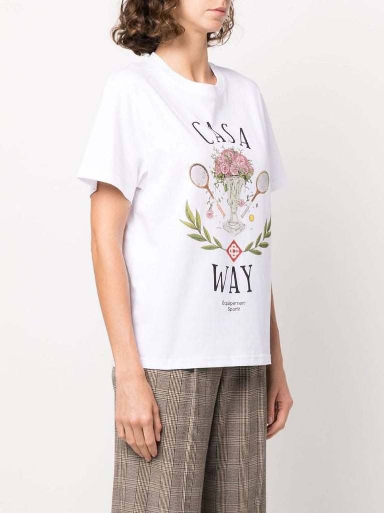 White Casa Way Print Organic Cotton T-shirt