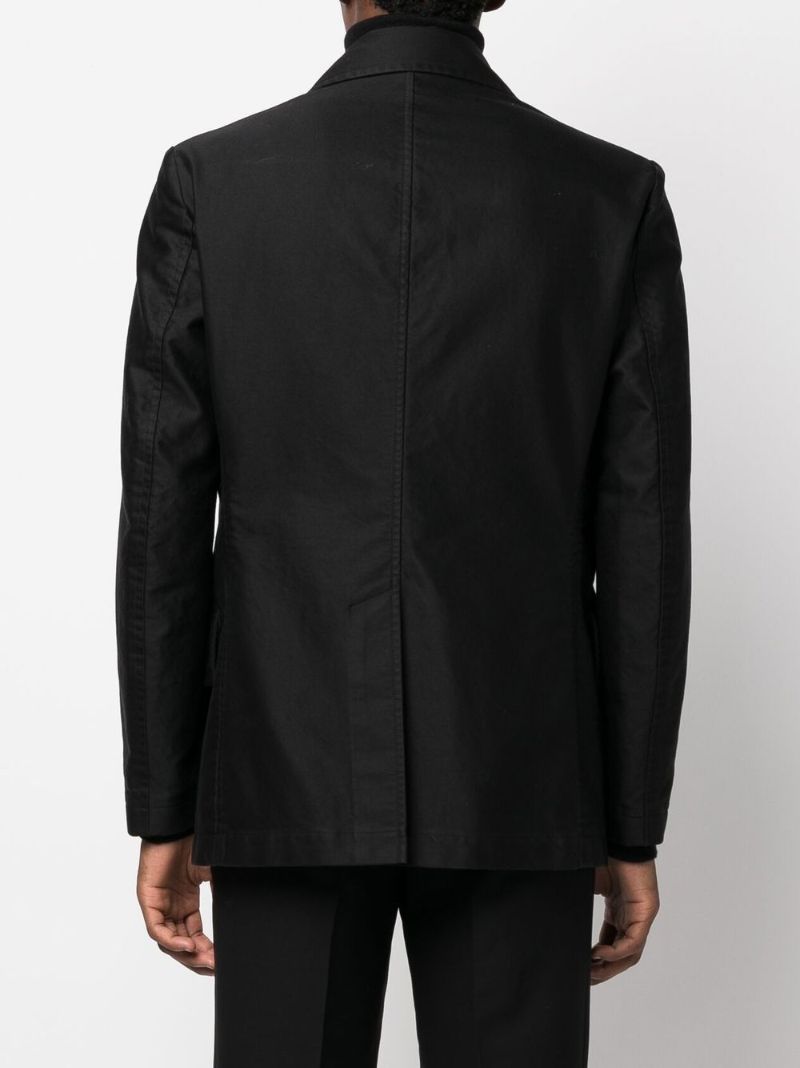 Black Double-breasted Cotton Blazer