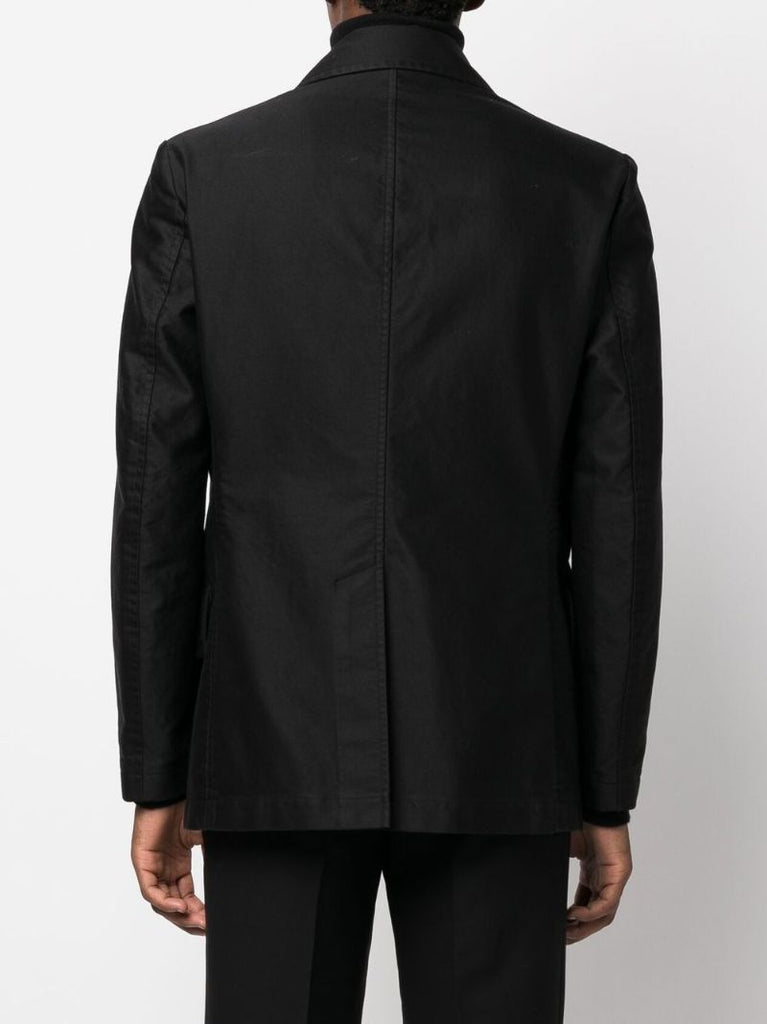 Black Double-breasted Cotton Blazer