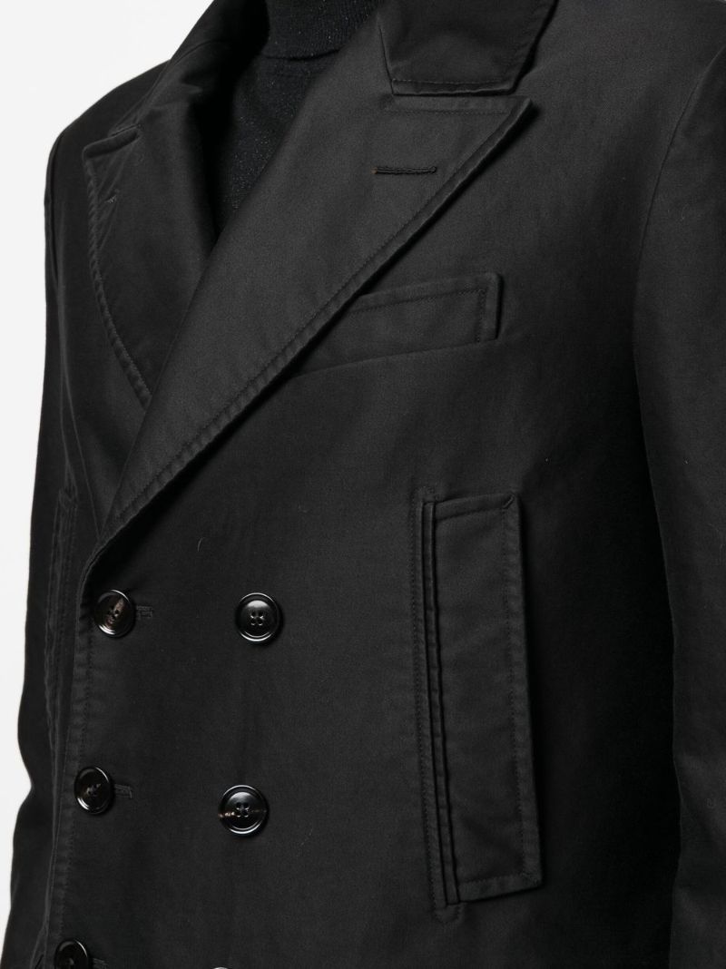 Black Double-breasted Cotton Blazer