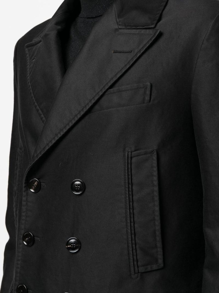 Black Double-breasted Cotton Blazer