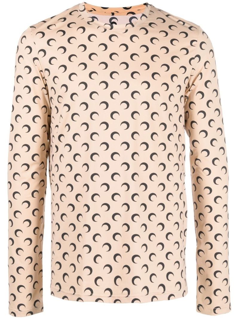 Neutral Crescent Moon Print Top