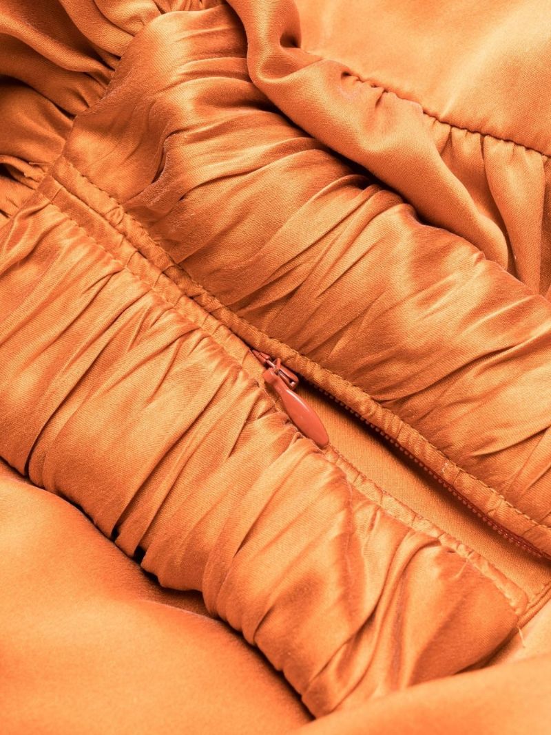 Orange Ruffled Mini Wrap Dress