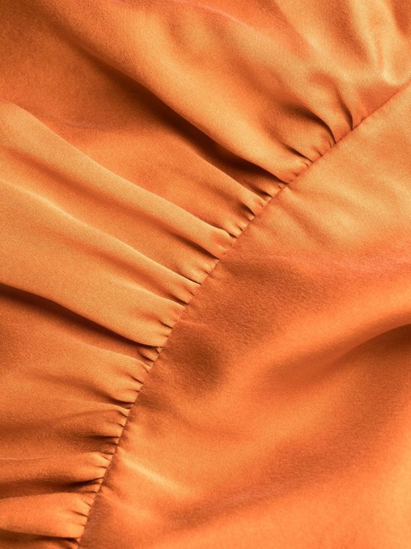 Orange Ruffled Mini Wrap Dress
