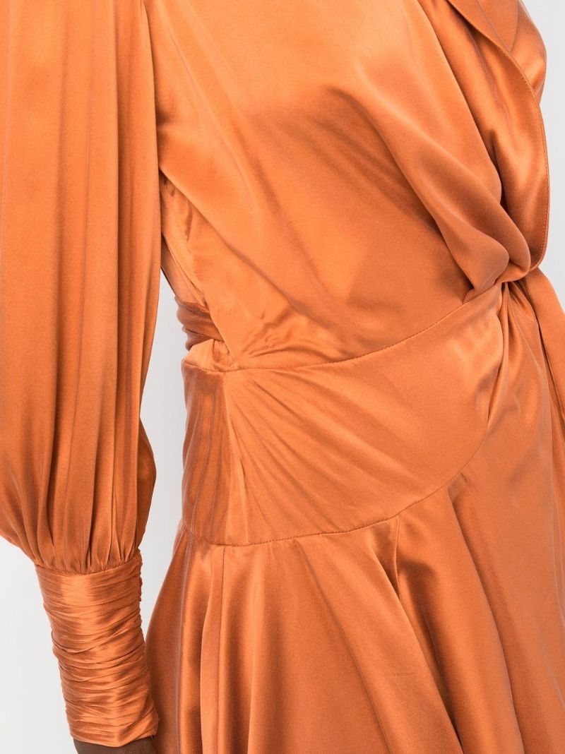 Orange Ruffled Mini Wrap Dress