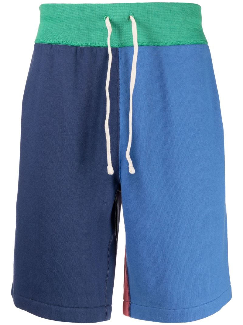 Blue Colourblock Drawstring Shorts
