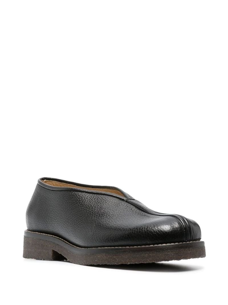 Black Piped Leather Loafers