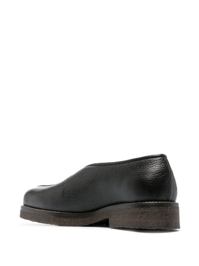 Black Piped Leather Loafers