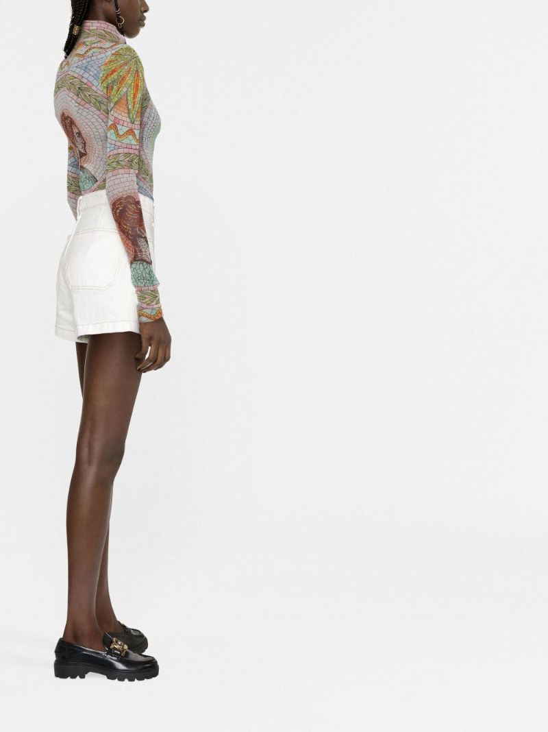 Green Mosaic Print Mesh Top