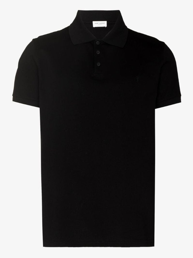 Black Embroidered Cotton PiquÃ_x0083_Â© Polo Shirt