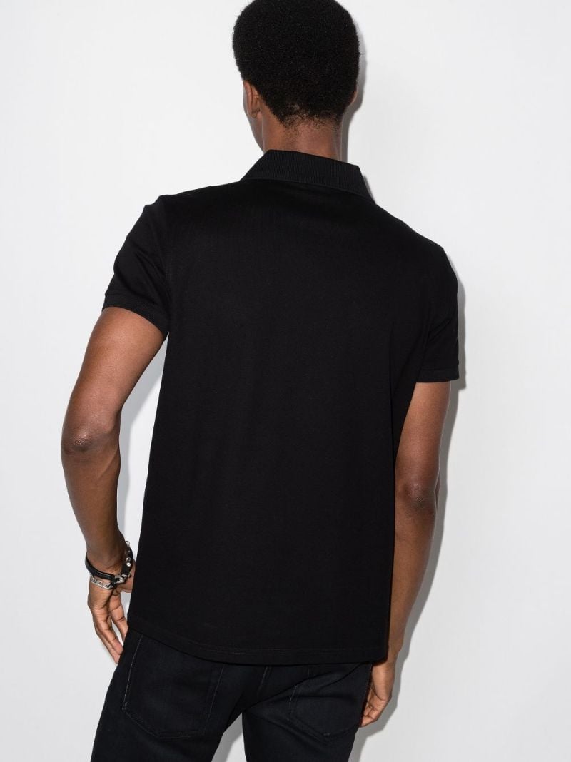 Black Embroidered Cotton PiquÃ_x0083_Â© Polo Shirt