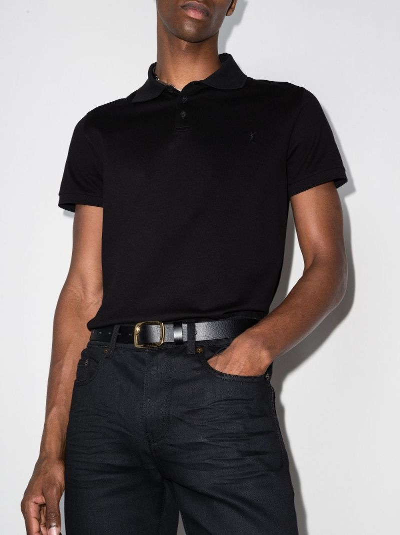 Black Embroidered Cotton PiquÃ_x0083_Â© Polo Shirt