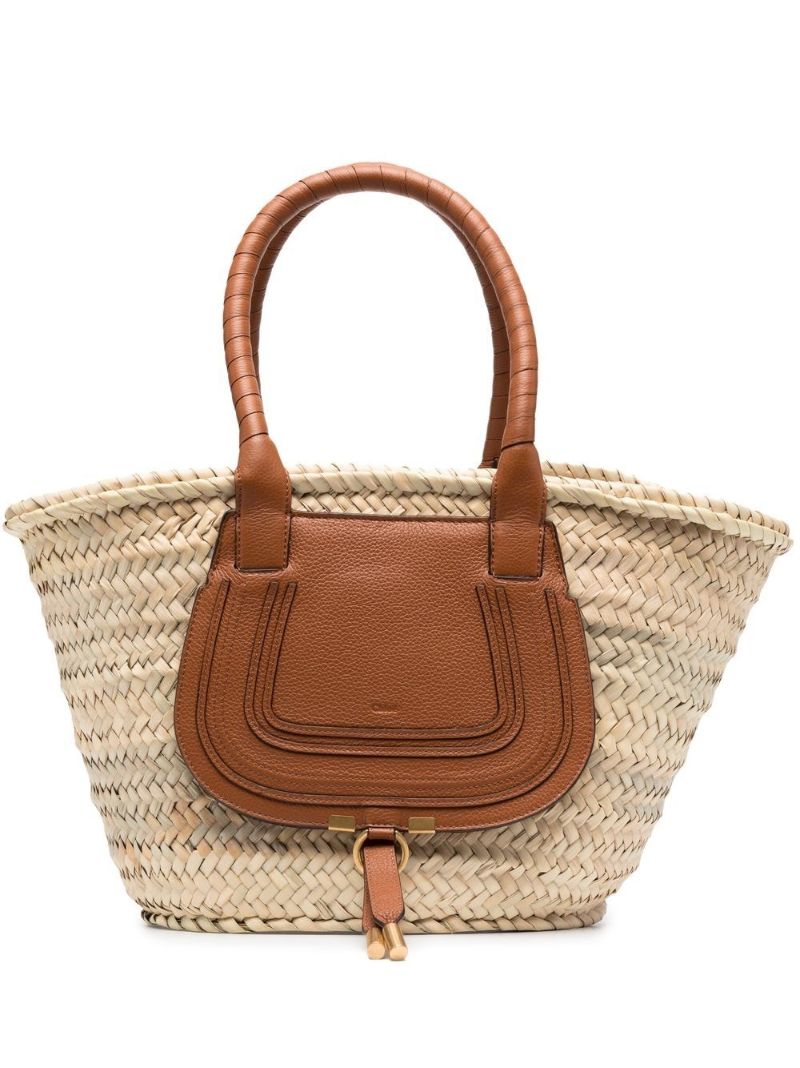 Neutral Marcie Raffia Basket Bucket Bag