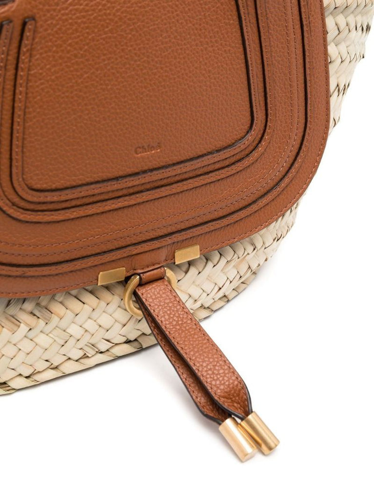 Neutral Marcie Raffia Basket Bucket Bag
