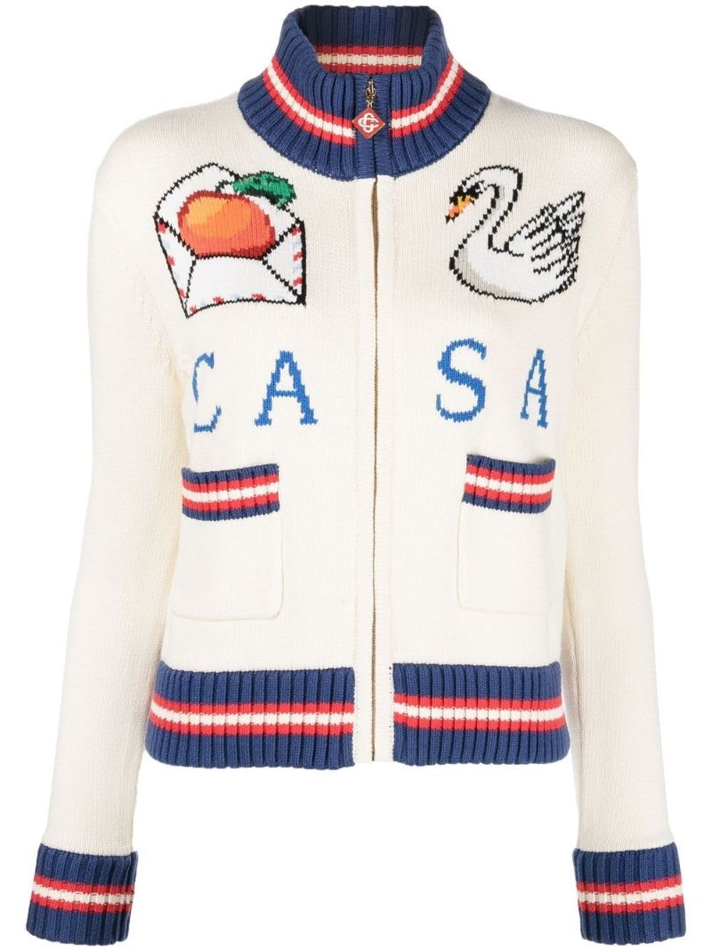 Neutral Casa Intarsia Cotton Jacket