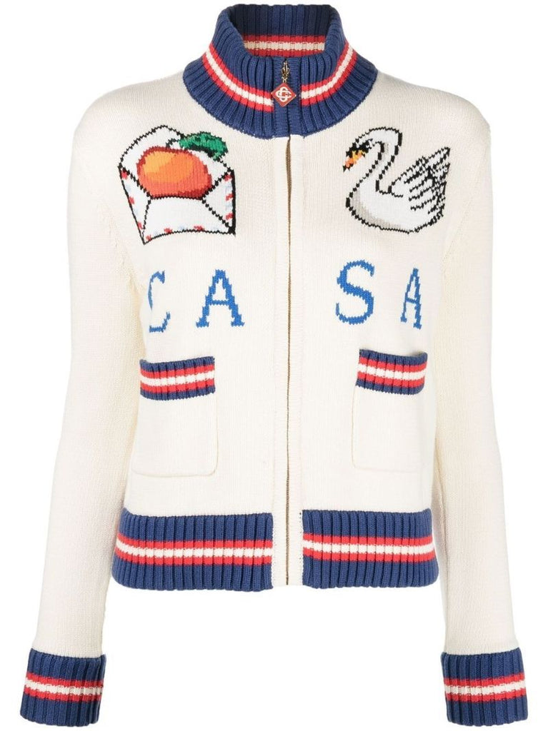 Neutral Casa Intarsia Cotton Jacket