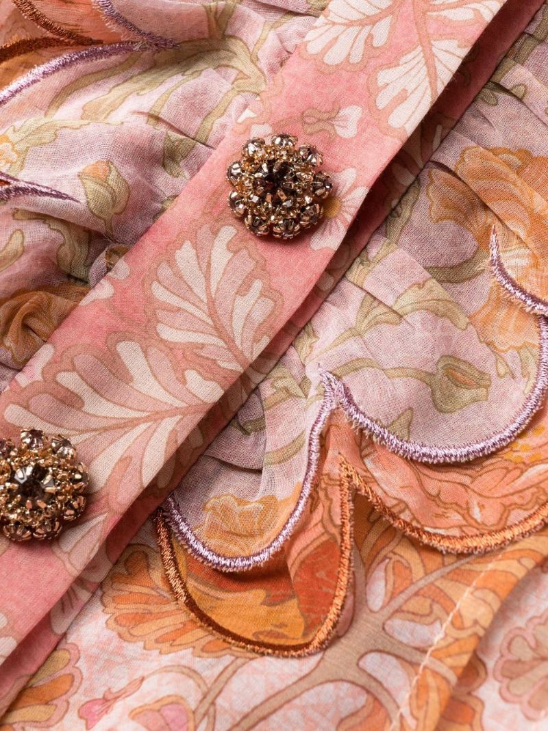 Pink Kaleidoscope Floral Print Midi Dress