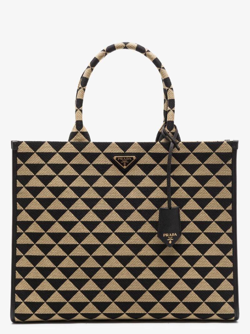 Black and Neutral Symbole Large Jacquard Tote Bag