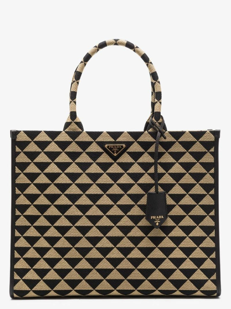 Black and Neutral Symbole Large Jacquard Tote Bag