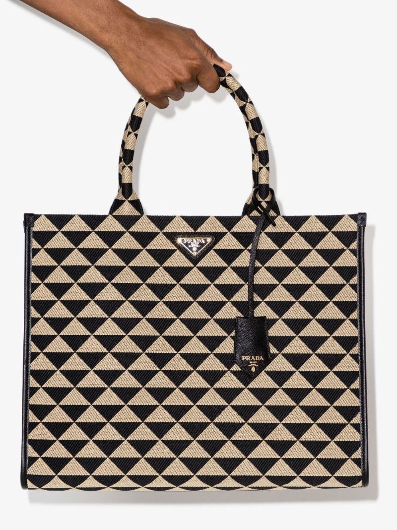 Black and Neutral Symbole Large Jacquard Tote Bag