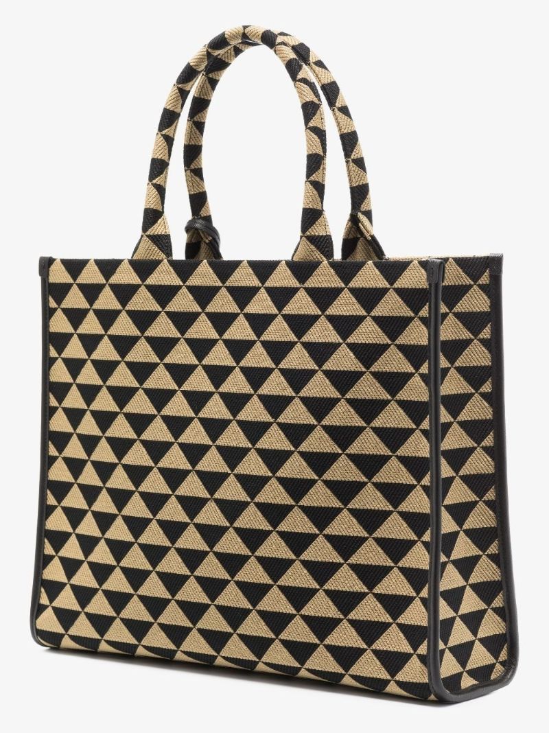 Black and Neutral Symbole Large Jacquard Tote Bag