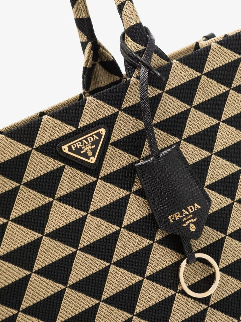 Black and Neutral Symbole Large Jacquard Tote Bag