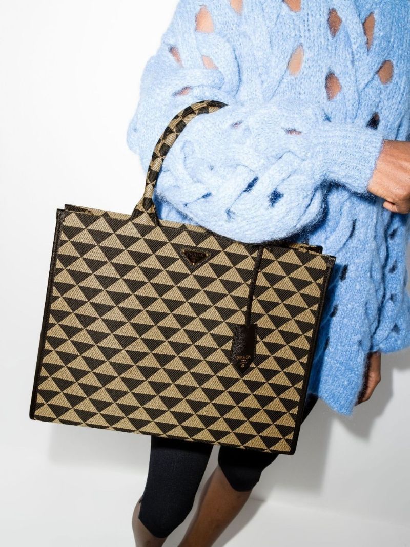 Black and Neutral Symbole Large Jacquard Tote Bag