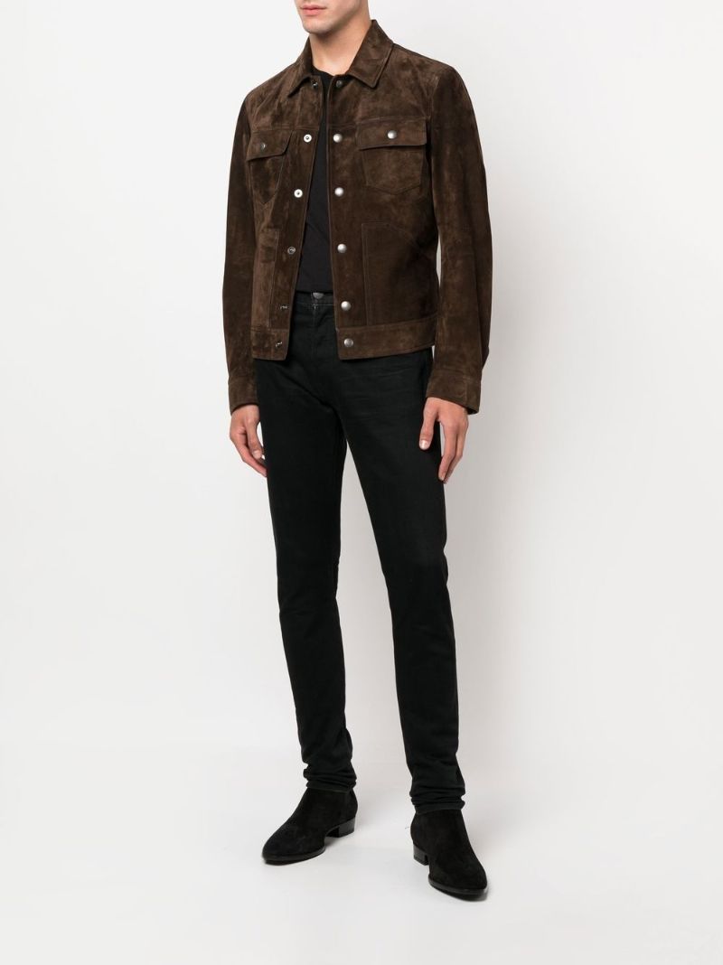 Brown Buttoned Suede Jacket