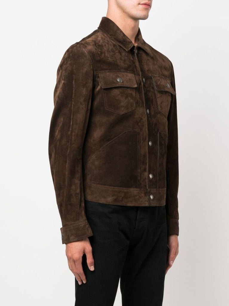 Brown Buttoned Suede Jacket