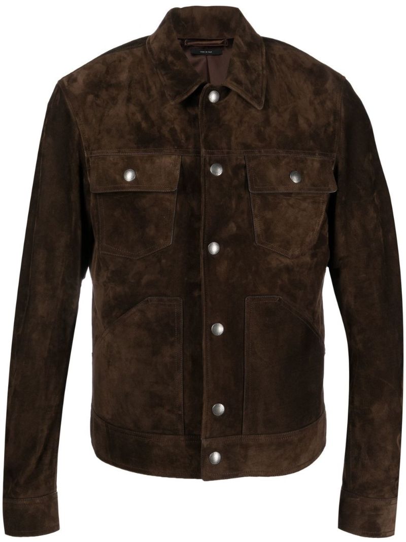 Brown Buttoned Suede Jacket