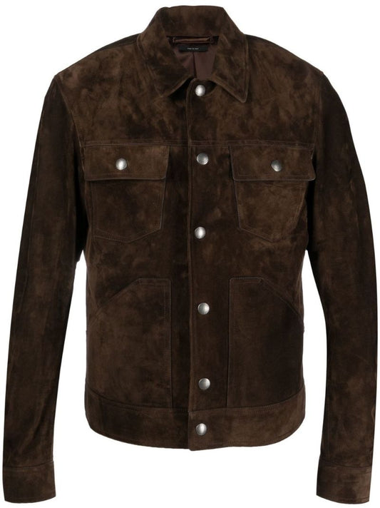 Brown Buttoned Suede Jacket
