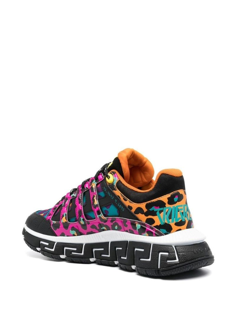 Pink Trigreca Leopard Print Leather Sneakers
