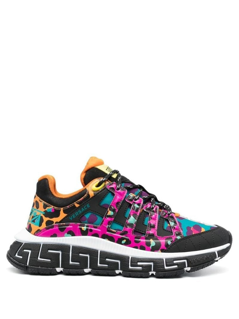 Pink Trigreca Leopard Print Leather Sneakers