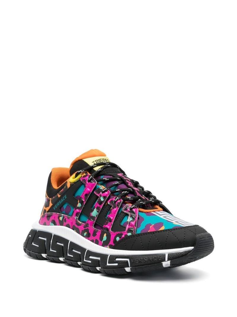 Pink Trigreca Leopard Print Leather Sneakers