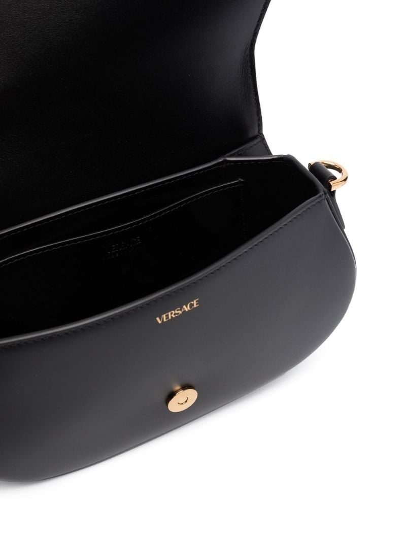 Black Greca Goddess Leather Shoulder Bag