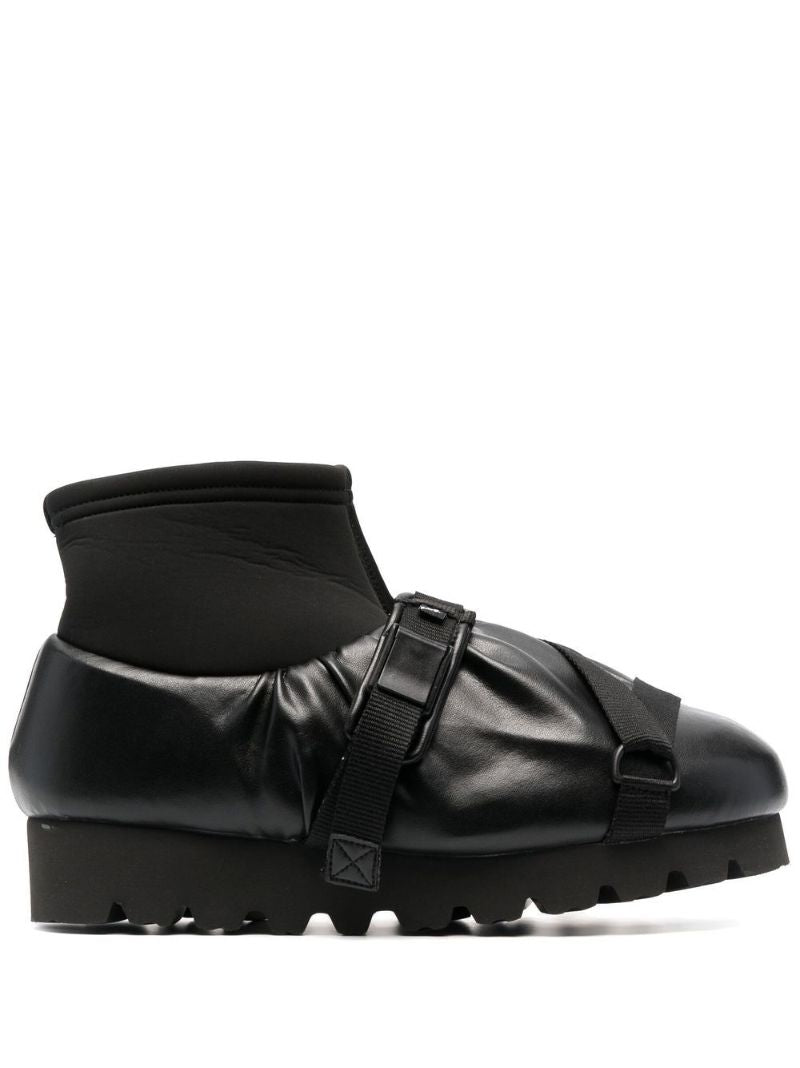 Black Camp Leather Buckled Sneakers